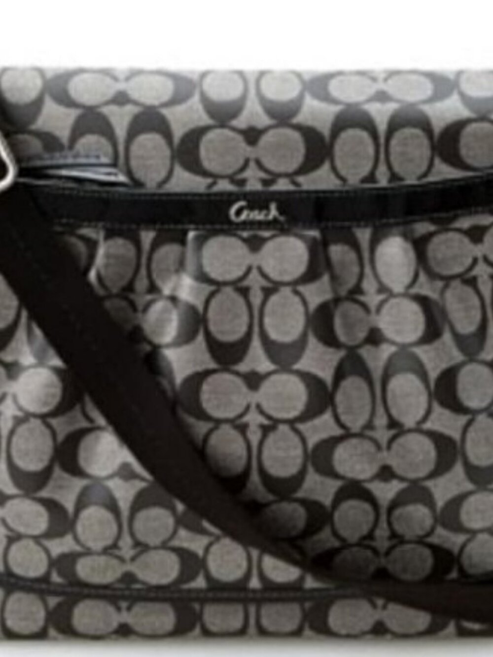 COACH GRAY BLACK BABY SIGNATURE DIAPER CROSSBODY MESSENGER HANDBAG 18373 EUC!